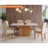 MESA BELIZE 06 CAD 1,60X0,80 CASTANHO CINAMOMO C VIDRO OFF CAPUCCINO