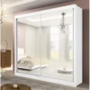 Guarda-roupa Casal Espelhado 2 Portas 6 Gavetas Las Vegas D'doro Branco