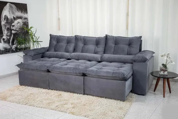 SOFA RETRATIL GRECIA 2,70 PRETO K80